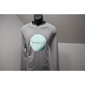 Hurley UV Water Shirt Graphic Surf Beach Long Sleeve Gray Fishing Mens Sz Medium